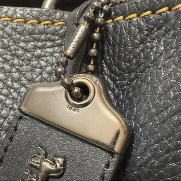 Coach Rogue 36 dark blue whipstitch double handles - Picture 9 of 16